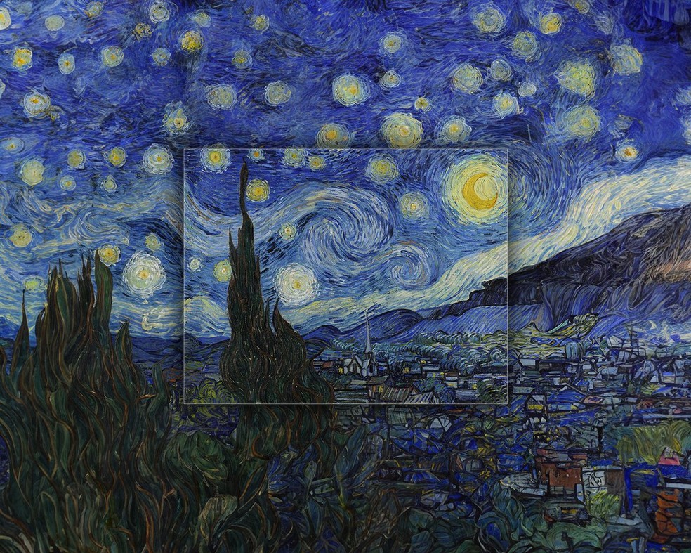 "Noite Estrelada", de Van Gogh, também ganhou um "complemento" — Foto: Twitter /@heykody / Reprodução