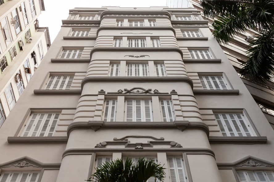 A fachada do Paysandu 23 preservou a estética art decó do antigo Hotel Paysandu