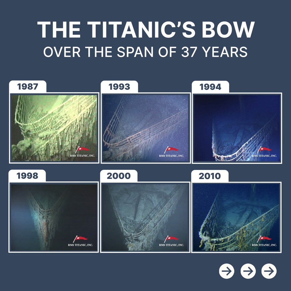 Novas imagens mostram que a famosa proa do Titanic se perdeu no fundo ...