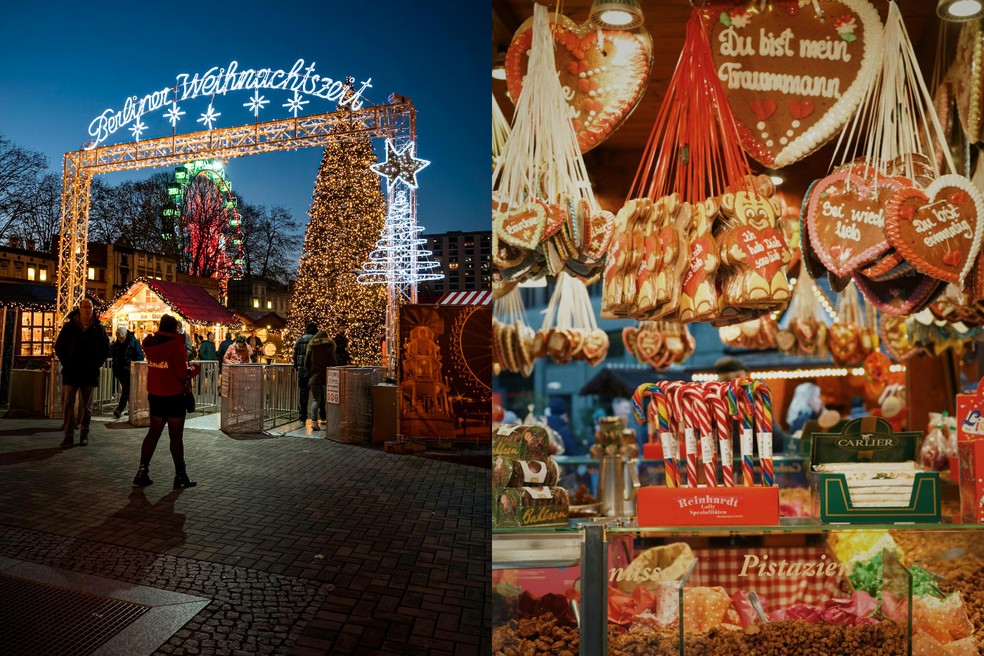 De Nuremberg a Berlim, é possível fazer um passeio entre os principais mercados de Natal da Alemanha — Foto: Pexels/Silvio Pelegrin/Creative Commons | Pexels/Viviana Ceballos/Creative Commons | Montagem: Casa e Jardim